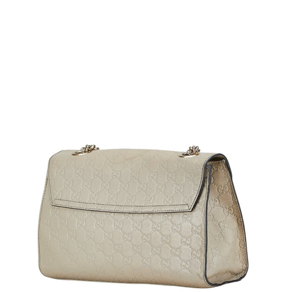 グッチ グッチシマ エミリー ホースビット チェーン ショルダーバッグ 295402 アイボリー ベージュ レザー レディース GUCCI 【中古】