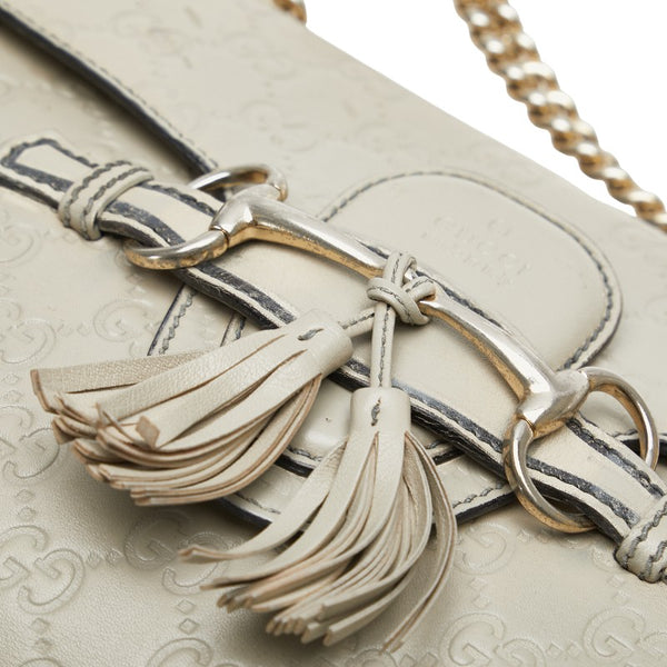 グッチ グッチシマ エミリー ホースビット チェーン ショルダーバッグ 295402 アイボリー ベージュ レザー レディース GUCCI 【中古】