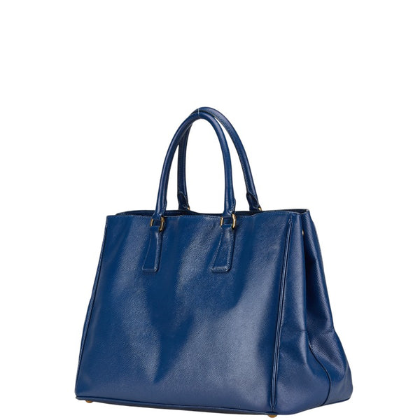 プラダ 三角ロゴプレート サフィアーノ ハンドバッグ トートバッグ ブルー レザー レディース PRADA 【中古】