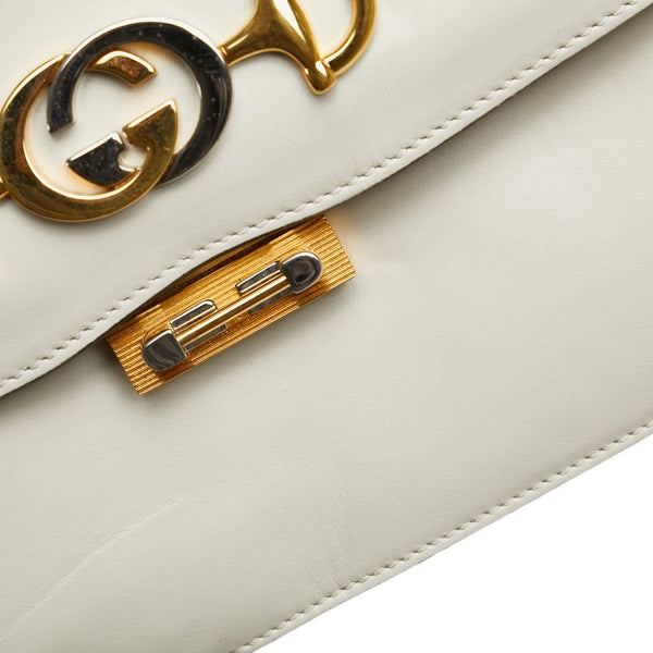 グッチ ズゥミ ショルダーバッグ 576388 ホワイト ゴールド シルバー レザー レディース GUCCI 【中古】