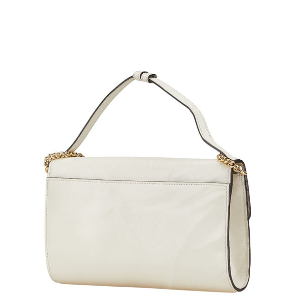 グッチ ズゥミ チェーン ショルダーバッグ ハンドバッグ 572375 ホワイト ゴールド シルバー レザー レディース GUCCI 【中古】