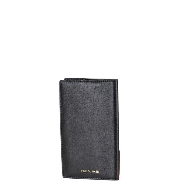 Lulu Guinness ルルギネス リップ 唇 パスポートケース ブラック レッド レザー レディース 【中古】