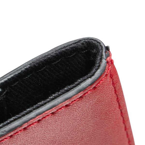 Lulu Guinness ルルギネス リップ 唇 パスポートケース ブラック レッド レザー レディース 【中古】