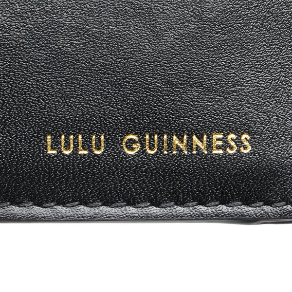Lulu Guinness ルルギネス リップ 唇 パスポートケース ブラック レッド レザー レディース 【中古】