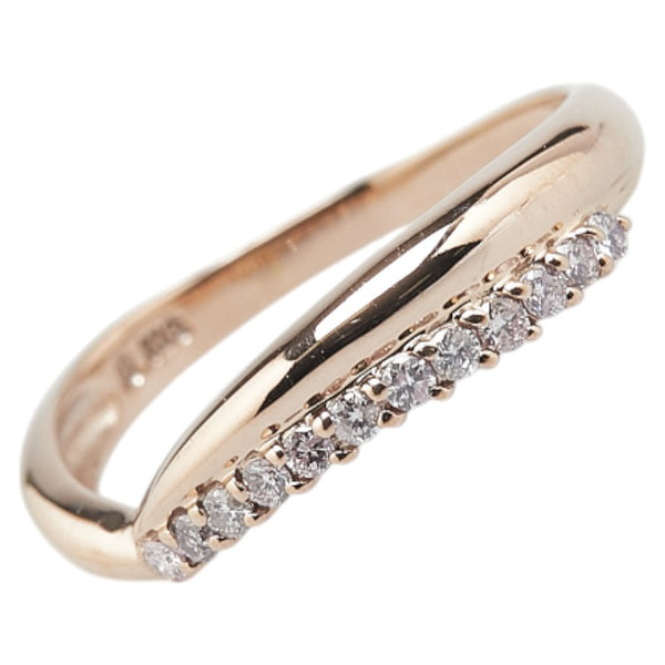 K18PG ピンクゴールド ダイヤ0.13ct リング 指輪 レディース 13号 【中古】
