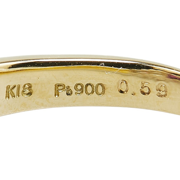 K18YG イエローゴールド Pt900 プラチナ コンビ ルビー0.59ct ダイヤ0.401ct リング 指輪 レディース 14号 【中古】