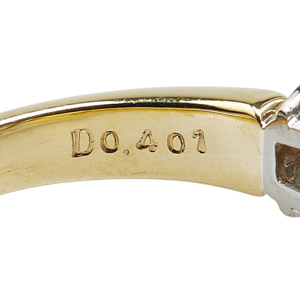 K18YG イエローゴールド Pt900 プラチナ コンビ ルビー0.59ct ダイヤ0.401ct リング 指輪 レディース 14号 【中古】