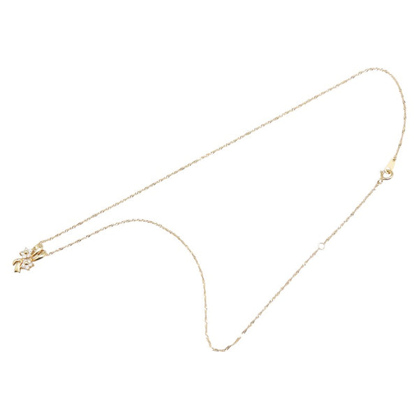 K18YG イエローゴールド ダイヤ0.20ct フラワー 花 リボン モチーフ ペンダントネックレス レディース 【中古】