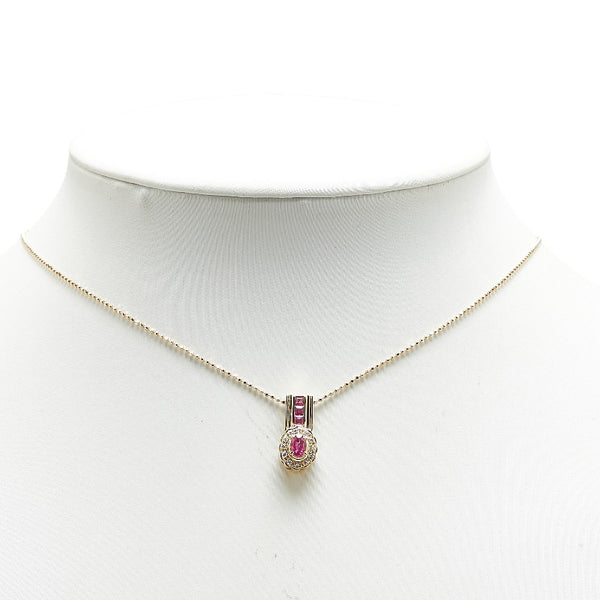 K18YG イエローゴールド ルビー0.51ct ダイヤ0.07ct ペンダントネックレス レディース 【中古】