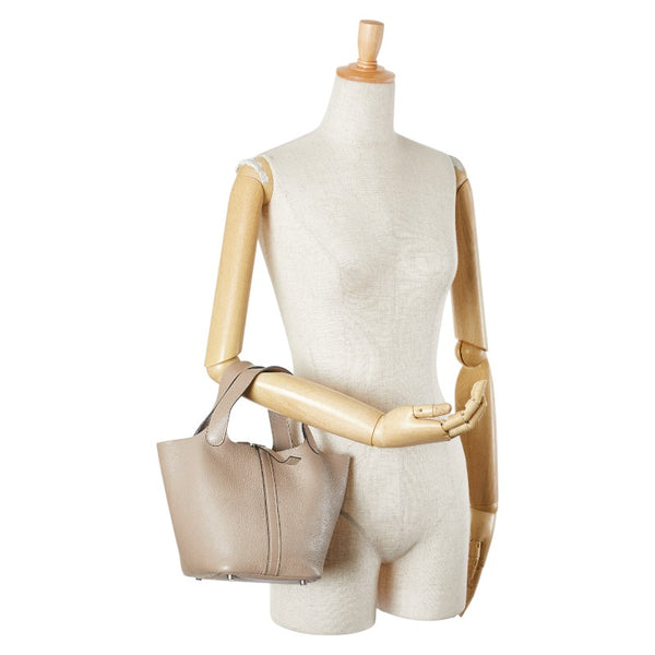 エルメス ピコタンPM ハンドバッグ エトゥープ グレー トリヨンクレマンス レディース HERMES 【中古】