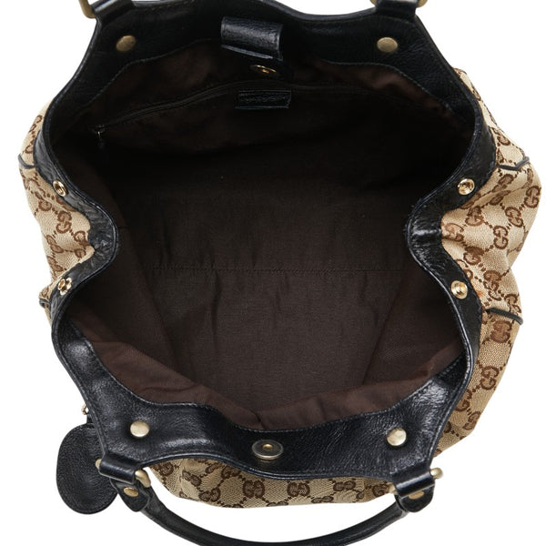 グッチ GGキャンバス スーキー ハンドバッグ 211944 ベージュ ブラック キャンバス レザー レディース GUCCI 【中古】