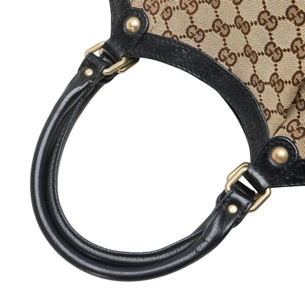 グッチ GGキャンバス スーキー ハンドバッグ 211944 ベージュ ブラック キャンバス レザー レディース GUCCI 【中古】