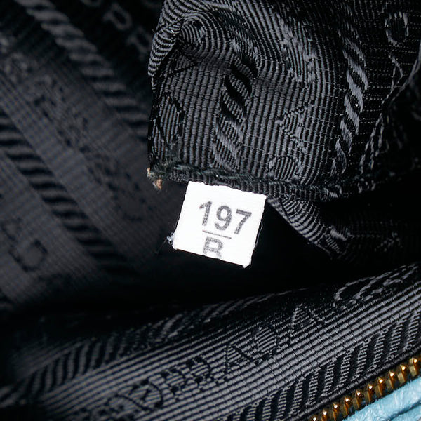 プラダ ロゴ金具 トートバッグ ショルダーバッグ 2WAY ブルー レザー レディース PRADA 【中古】