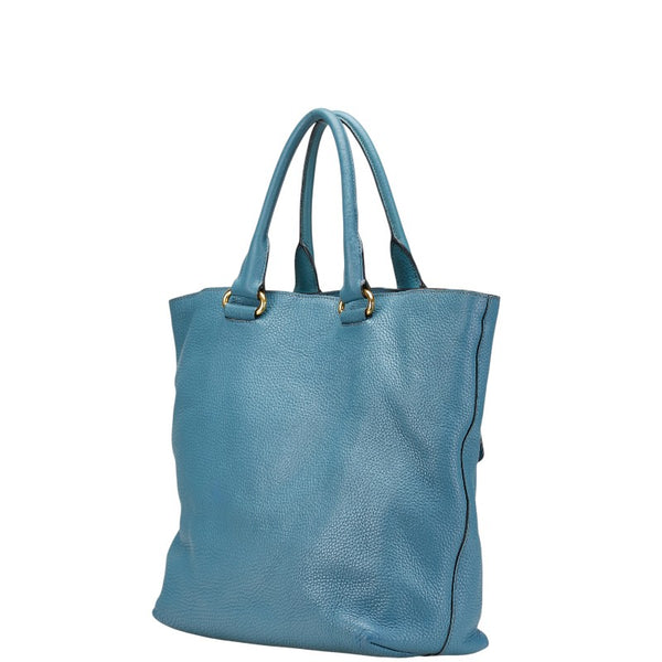 プラダ ロゴ金具 トートバッグ ショルダーバッグ 2WAY ブルー レザー レディース PRADA 【中古】