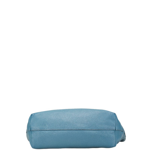 プラダ ロゴ金具 トートバッグ ショルダーバッグ 2WAY ブルー レザー レディース PRADA 【中古】