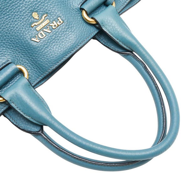プラダ ロゴ金具 トートバッグ ショルダーバッグ 2WAY ブルー レザー レディース PRADA 【中古】