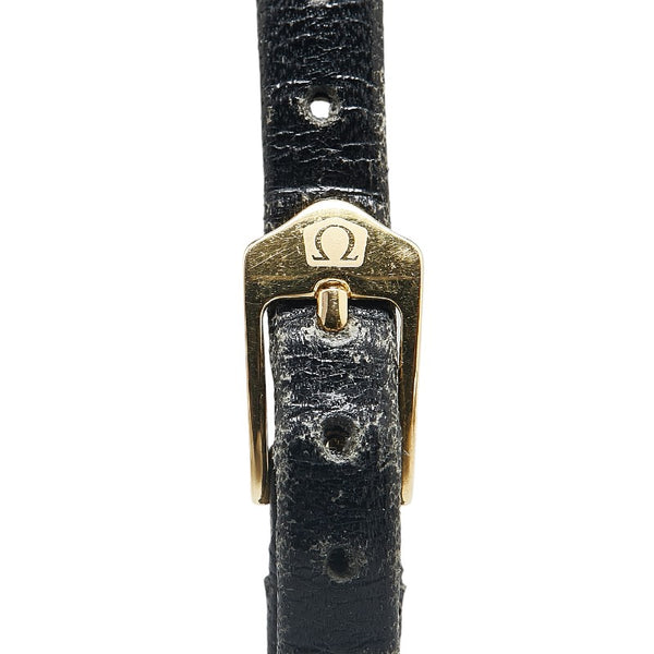 オメガ 腕時計 手巻き ベージュ文字盤 ステンレススチール レザー レディース OMEGA 【中古】