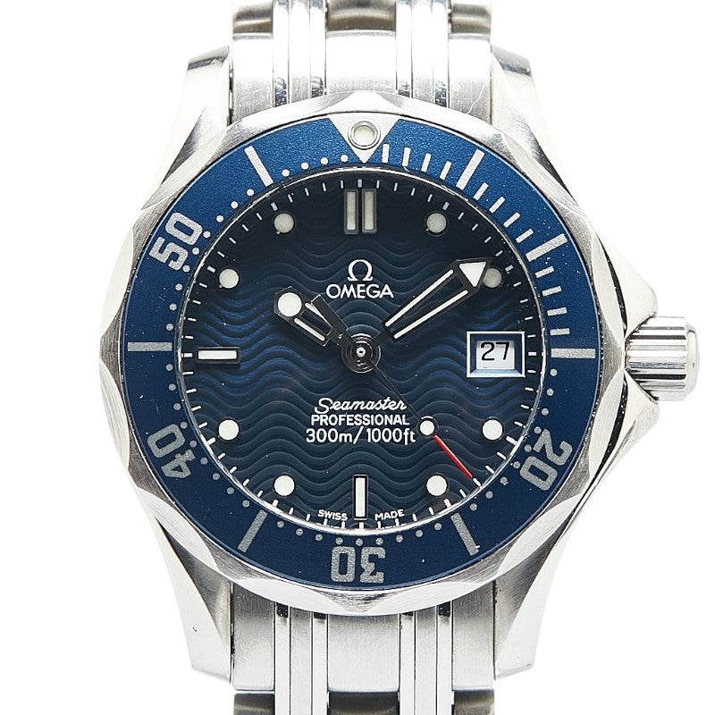オメガ シーマスター300 腕時計 2583-80 クオーツ ネイビー文字盤 ステンレススチール レディース OMEGA 【中古】