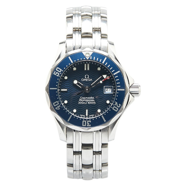 オメガ シーマスター300 腕時計 2583-80 クオーツ ネイビー文字盤 ステンレススチール レディース OMEGA 【中古】