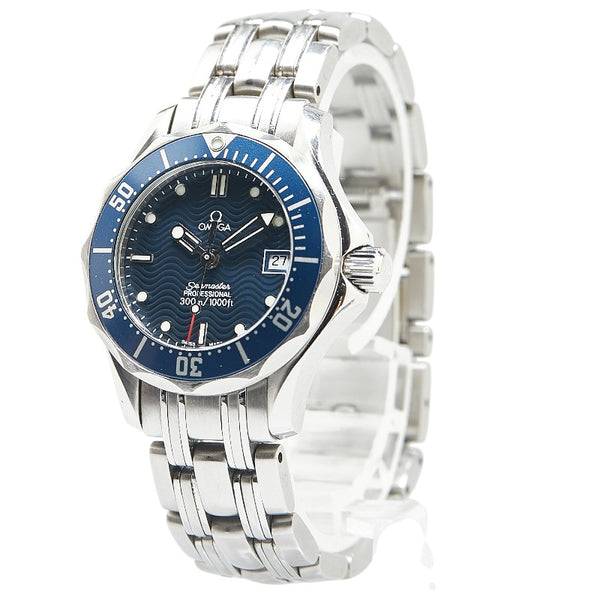オメガ シーマスター300 腕時計 2583-80 クオーツ ネイビー文字盤 ステンレススチール レディース OMEGA 【中古】