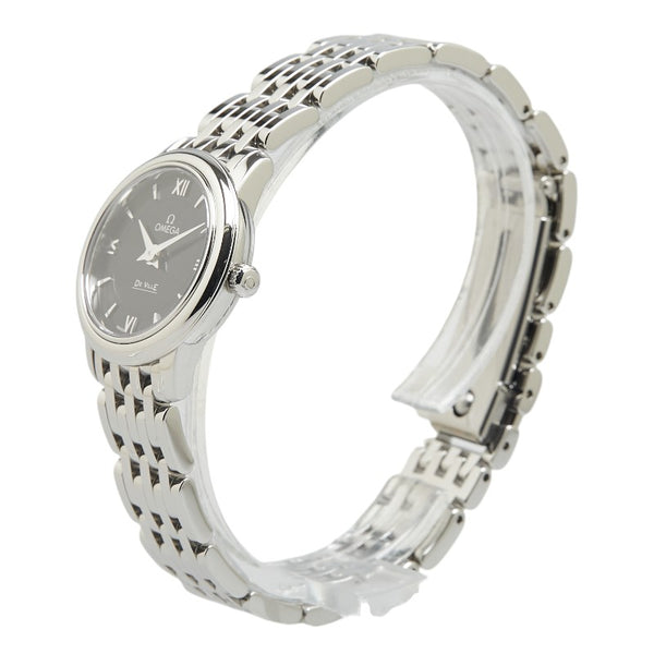 オメガ デビル プレステージ 腕時計 424.10.24.60.01.001 クオーツ ブラック文字盤 ステンレススチール レディース OMEGA 【中古】