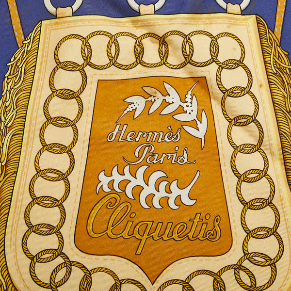 エルメス カレ90 Cliquetis カチカチ 剣柄 スカーフ ネイビー マルチカラー シルク レディース HERMES 【中古】