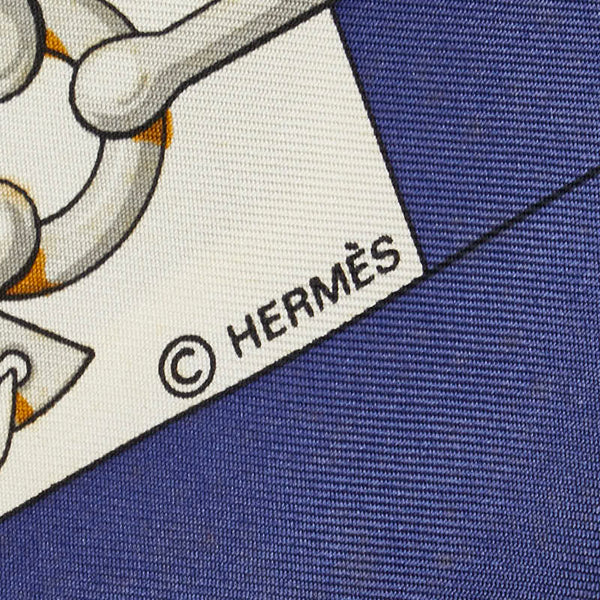 エルメス カレ90 Cliquetis カチカチ 剣柄 スカーフ ネイビー マルチカラー シルク レディース HERMES 【中古】