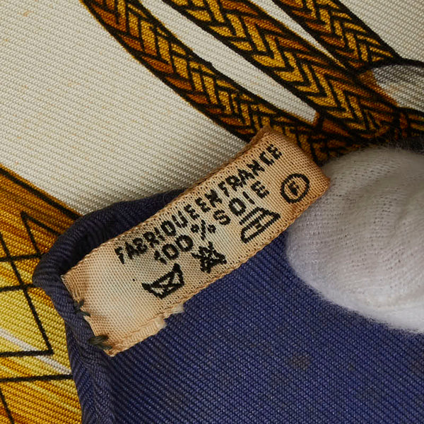 エルメス カレ90 Cliquetis カチカチ 剣柄 スカーフ ネイビー マルチカラー シルク レディース HERMES 【中古】