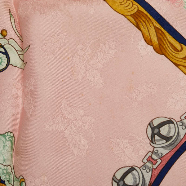 エルメス カレ90 Grelots Plumes 羽根飾りと鈴 スカーフ ピンク マルチカラー レディース HERMES 【中古】
