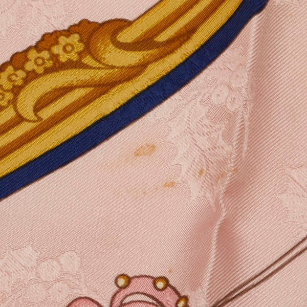 エルメス カレ90 Grelots Plumes 羽根飾りと鈴 スカーフ ピンク マルチカラー レディース HERMES 【中古】