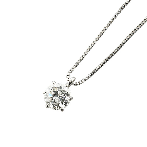 Pt900 プラチナ Pt850 プラチナ ダイヤ0.377ct プチ ネックレス レディース 【中古】