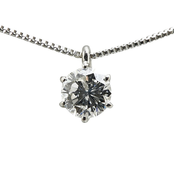 Pt900 プラチナ Pt850 プラチナ ダイヤ0.377ct プチ ネックレス レディース 【中古】