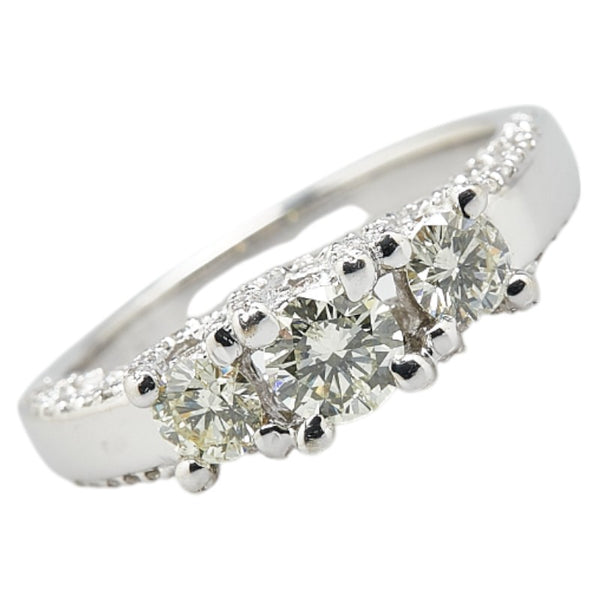 K18WG ホワイトゴールド ダイヤ0.65ct ダイヤ0.82ct リング 指輪 レディース 14.5号 【中古】