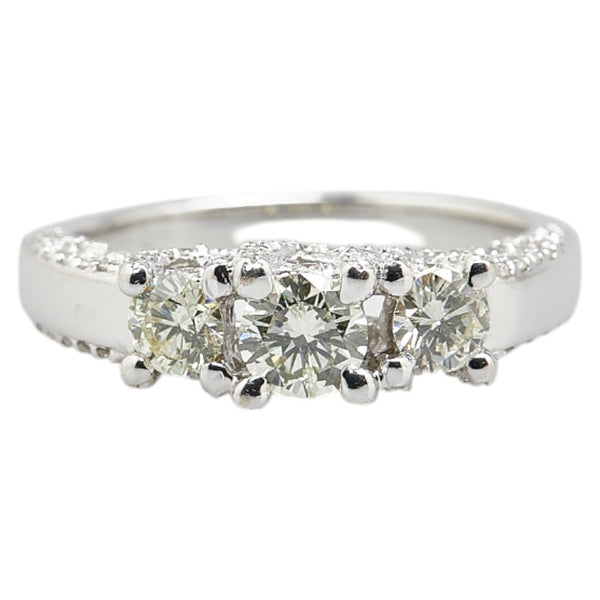 K18WG ホワイトゴールド ダイヤ0.65ct ダイヤ0.82ct リング 指輪 レディース 14.5号 【中古】