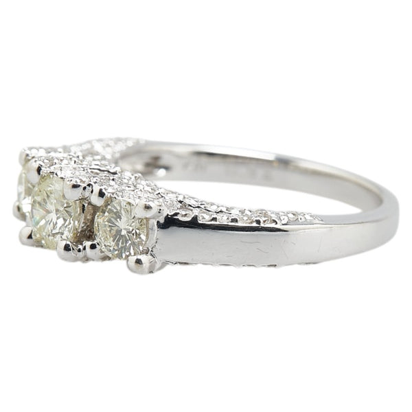 K18WG ホワイトゴールド ダイヤ0.65ct ダイヤ0.82ct リング 指輪 レディース 14.5号 【中古】