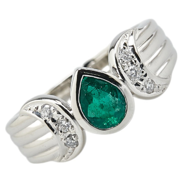 タサキ Pt900 プラチナ エメラルド0.46ct ダイヤ0.07ct リング 指輪 レディース TASAKI 7.5号 【中古】