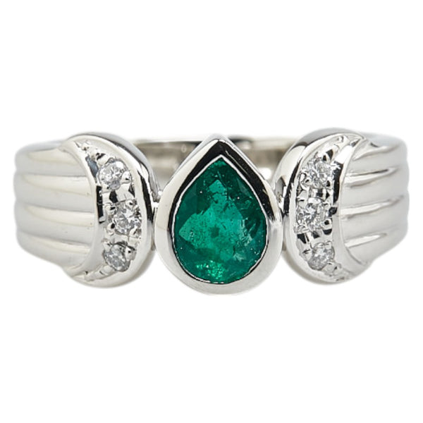 タサキ Pt900 プラチナ エメラルド0.46ct ダイヤ0.07ct リング 指輪 レディース TASAKI 7.5号 【中古】