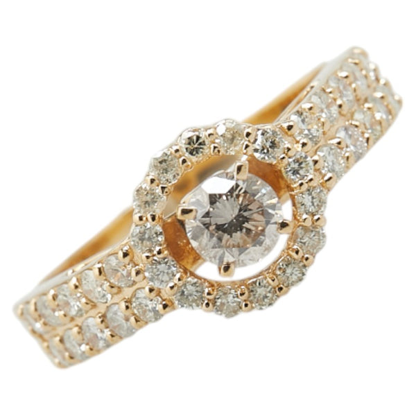 K18YG イエローゴールド ダイヤ0.24ct ダイヤ0.57ct リング 指輪 レディース 9.5号 【中古】