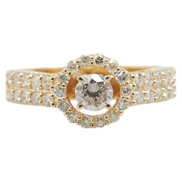 K18YG イエローゴールド ダイヤ0.24ct ダイヤ0.57ct リング 指輪 レディース 9.5号 【中古】