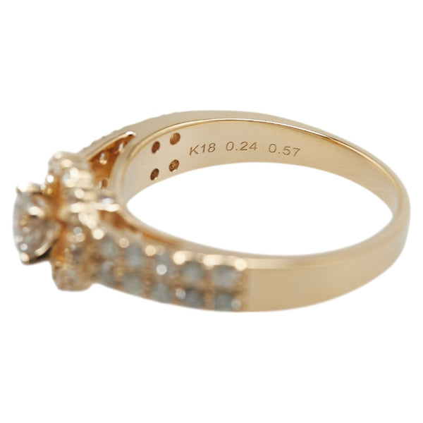 K18YG イエローゴールド ダイヤ0.24ct ダイヤ0.57ct リング 指輪 レディース 9.5号 【中古】