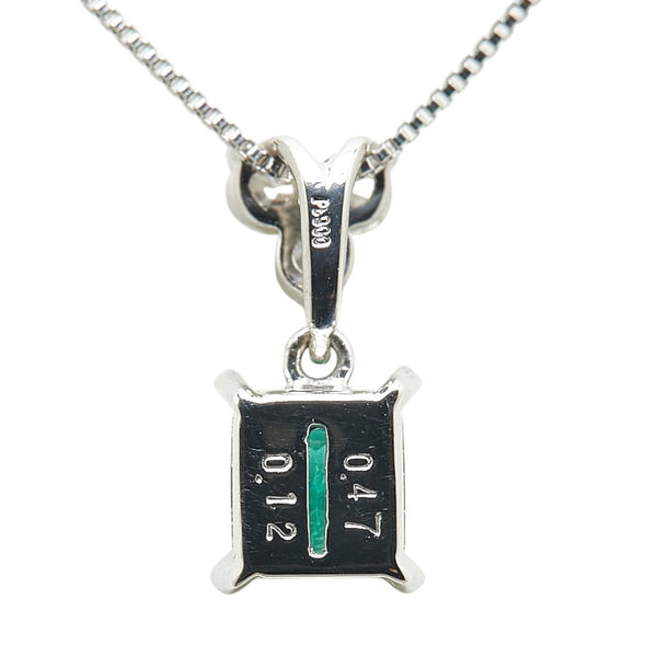 Pt900 プラチナ Pt850 プラチナ エメラルド0.47ct ダイヤ0.12ct ペンダントネックレス レディース 【中古】