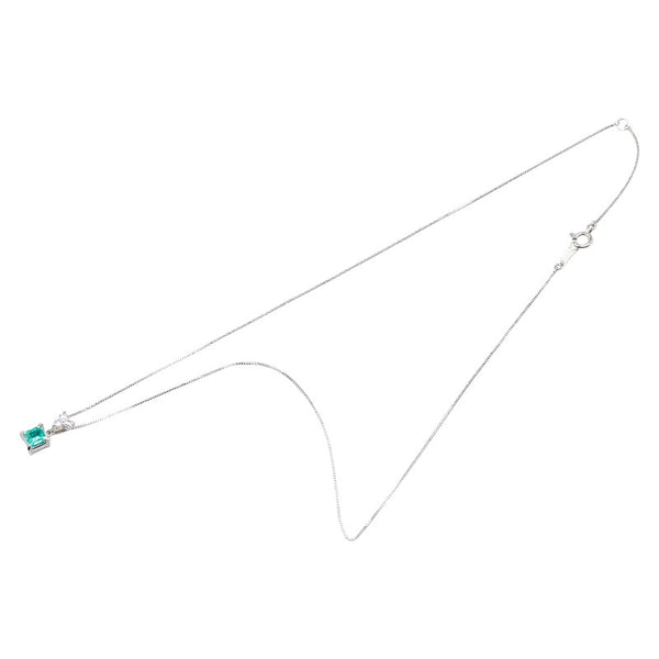 Pt900 プラチナ Pt850 プラチナ エメラルド0.47ct ダイヤ0.12ct ペンダントネックレス レディース 【中古】