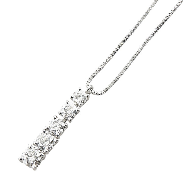 Pt900 プラチナ Pt850 プラチナ ダイヤ1.00ct 5連 ペンダントネックレス レディース 【中古】