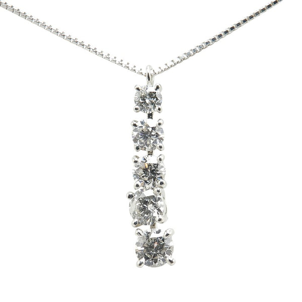 Pt900 プラチナ Pt850 プラチナ ダイヤ1.00ct 5連 ペンダントネックレス レディース 【中古】