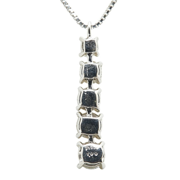 Pt900 プラチナ Pt850 プラチナ ダイヤ1.00ct 5連 ペンダントネックレス レディース 【中古】