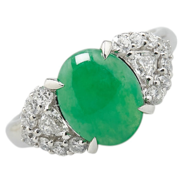 Pt900 プラチナ ヒスイ2.18ct ダイヤ0.58ct リング 指輪 レディース 11号 【中古】