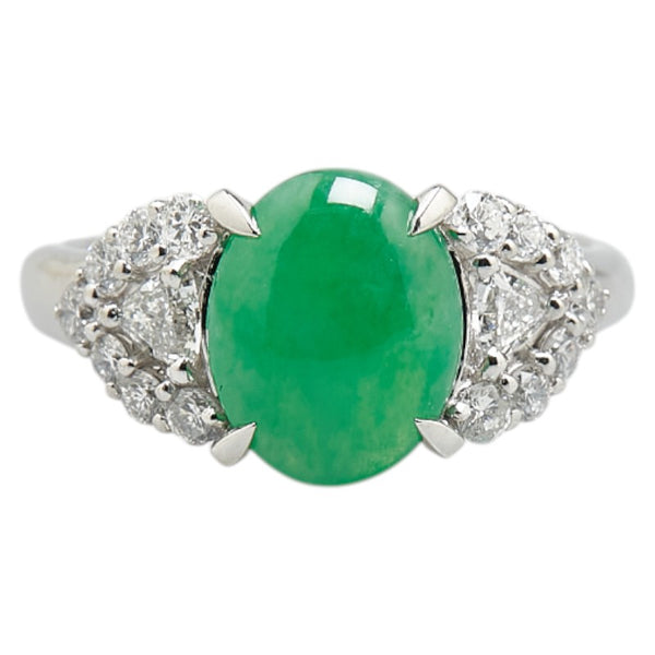 Pt900 プラチナ ヒスイ2.18ct ダイヤ0.58ct リング 指輪 レディース 11号 【中古】