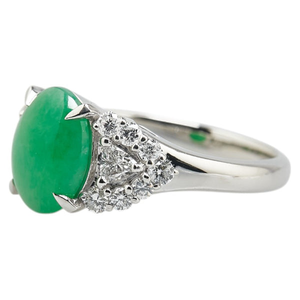 Pt900 プラチナ ヒスイ2.18ct ダイヤ0.58ct リング 指輪 レディース 11号 【中古】