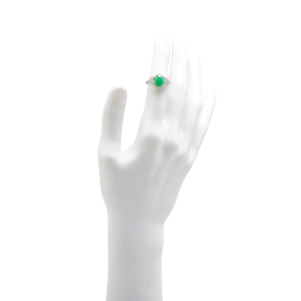 Pt900 プラチナ ヒスイ2.18ct ダイヤ0.58ct リング 指輪 レディース 11号 【中古】