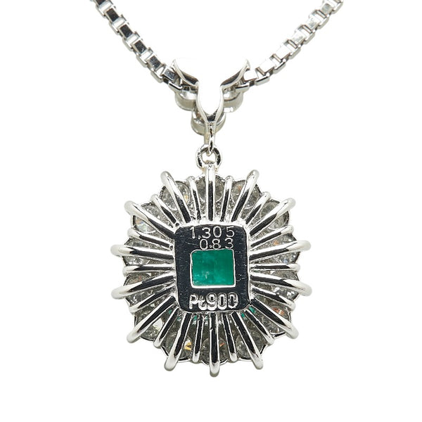 Pt900 プラチナ Pt850 プラチナ エメラルド1.305ct ダイヤ0.83ct ペンダントネックレス レディース 【中古】